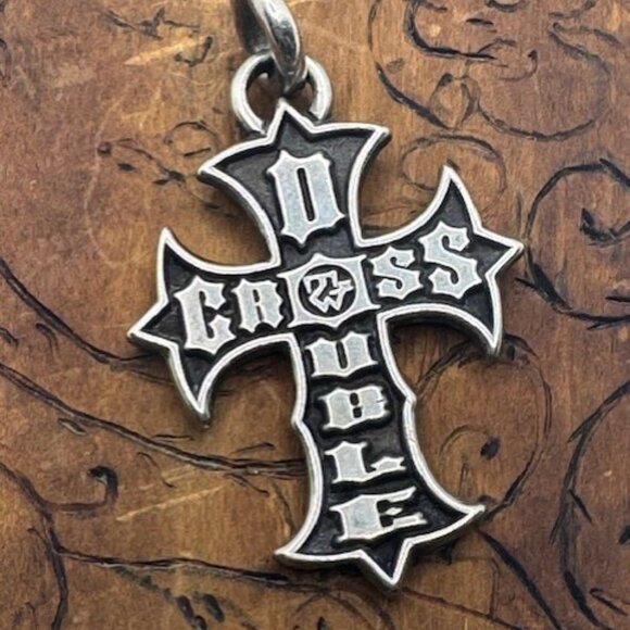 TRAVIS WALKER Double Cross Xmas 2001 Cross Pendant 925 W/Pouch & guarantee card - Picture 4 of 12